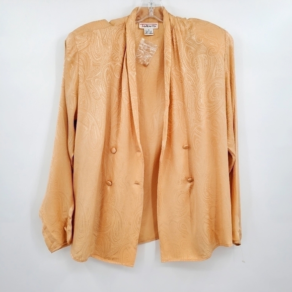 Talbots 100% Silk Buttoned Jacket / Shirt with Padded Shoulders - Picture 1 of 7